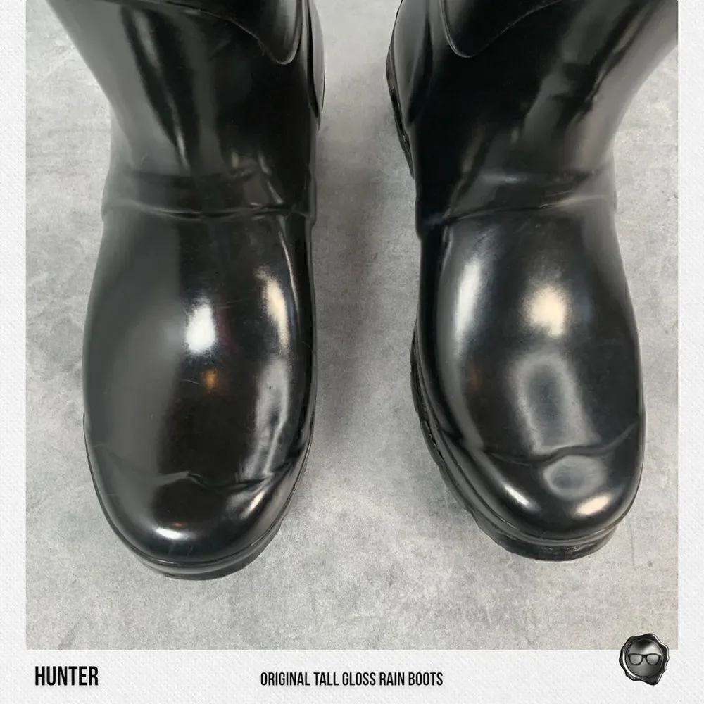 HUNTER ORIGINAL TALL RAIN BOOTS IN GLOSS BLACK WOMEN’S SHOE SIZE EU 36 BOOTS
